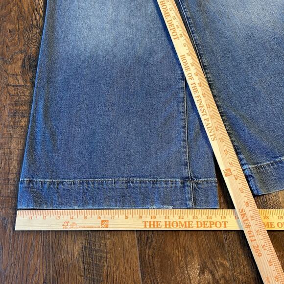 a.n.a A New Approach Low Rise Super Wide Leg Stretch Blue Denim Jeans Size 8 - Picture 6 of 8